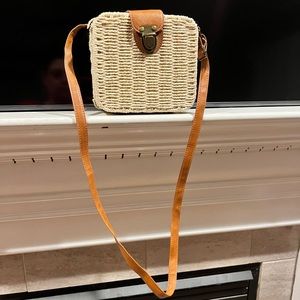 Straw, square, Crossbody